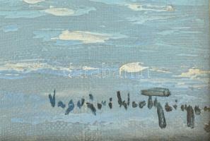 Vasvári Wertheimer Sándor (?-?): Vitorlások. Olaj, vászon, jelzett, 40x50 cm. Dekoratív, sérült fake...