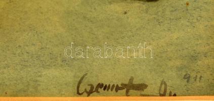 Olvashatatlan (Czene ?) jelzéssel: Csendélet, 1911. Akvarell, papír. 27x37 cm. Üvegezett fakeretben