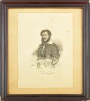 Kossuth Lajos portréja. Eybl Ferenc litográfiája, 1841. Jelzett a litográfián. Kissé foltos. 42,5x29 cm. Üvegezett fakeretben.