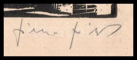 Józsa János (1936-2016): Nyár I. Linómetszet, papír, jelzett. Lap széle kissé foltos. 15x18 cm