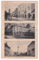 Szatmárnémeti, Satu Mare; Hám János utca, Kir. Törvényszék, Református templom / street view, court, Calvinist church (fa)