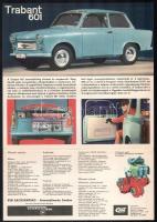 1964 Trabant 601, kihajtható, képekkel illusztrált, magyar nyelvű ismertető prospektus. VEB Sachsenr...
