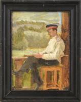 Jelzés nélkül: I. világháborús katona portréja. Olaj, karton. Fakeretben, 28x21 cm
