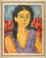 Jelzés nélkül: Női portré. Akvarell, papír. Üvegezett fakeretben. 39x33