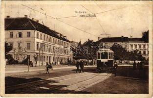 Ceské Budejovice, Budweis; Lobkowitzplatz / square and tram (EK)
