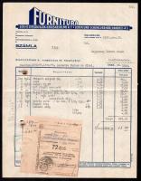 1943 Kolozsvár, Fortuna Bőr- és cipészkellék Kereskedelmi Rt. fejléces számla, illetékbélyeggel