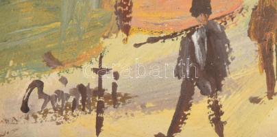 Bánfi jelzéssel: Téli forgatag. Olaj, karton, fakeretben. 27x33 cm