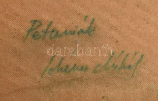 Schéner Mihály (1923-2009): Petúniák. Olaj, farost, jelzett. Hátoldalán Képcsarnok Vállalat raglapjá...