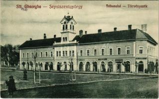 1930 Sepsiszentgyörgy, Sfantu Gheorghe; Tribunalul / Törvényszék, Megyery J., Müller Lajos, Ferencz D., Dávid üzlete / court, shops