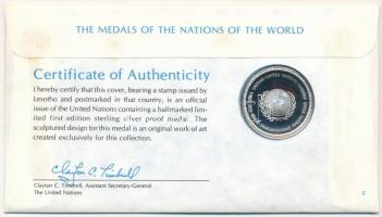 ENSZ 1980. "A Világ nemzeteinek emlékérmei - Lesotho" Ag emlékérem megcímzett érmés boríté...
