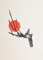 Zala Tibor (1920-2004): Japán motívum (cím nélkül). Litográfia, papír, jelzett, számozott (1/10). Lapszéli apró foltokkal. Lapméret: 61×43 cm