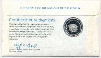 ENSZ 1980. "A Világ nemzeteinek emlékérmei - Szváziföld" Ag emlékérem megcímzett érmés bor...