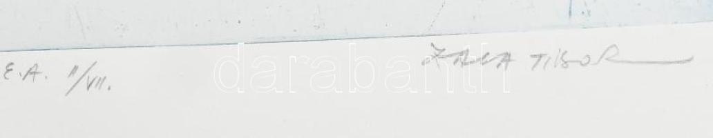 Zala Tibor (1920-2004): Balatonakarattyai legenda, 1982. Rézkarc, papír. Jelzett. Művészpéldány E.A....