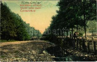 1913 Kovásznafürdő, Baile Covasna; sétatéri patak részlet. Szabó nyomda kiadása / park, promenade, creek (fa)