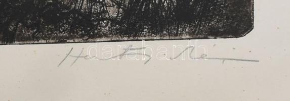 Hertay Mária (1932-2018): Füvek. Rézkarc, papír, jelzett, lap alján rézkarcot nem érintő apró szakad...