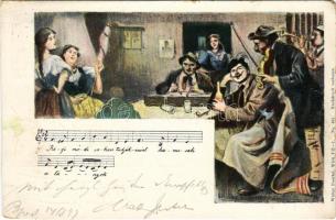 1899 (Vorläufer) Régi módi sokan tudják mint hamusak a lányok... Magyar népi kottás lap / Hungarian folklore music sheet. Walter Haertel No. 431. (vágott / cut)