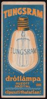 cca 1920-1930 Tungsram drótlámpa, art deco számoló cédula. 14x6,5 cm.