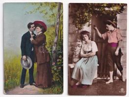 20 db RÉGI romantikus képeslap vegyes minőségben: szerelmes párok / 20 pre-1945 romantic postcards in mixed quality: couples in love