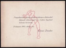 1943 Lévai Sándor (1877-1943 után) szociáldemokrata politikus, Budapest székesfőváros törvényhatósági bizottságának tagja nyomtatott köszönő kártyája negyedszázados pártszervezeti elnöksége alkalmából, 10,5x15 cm.