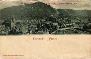 Brassó, Kronstadt, Brasov; látkép. Pastilles Poncelet köhögéscsillapító reklám / general view. Pastilles Poncelet cough tablet advertisement (ázott / wet damage)