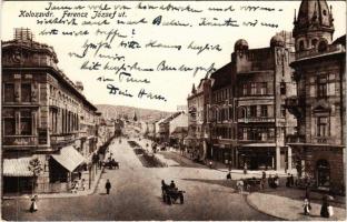 1918 Kolozsvár, Cluj; Ferenc József út, Berlitz nyelviskola, üzletek / street view, language school, shops (EK)