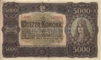 1923. 5000K "Magyar Pénzjegynyomda.." T:II+