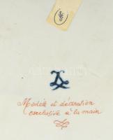 Sevres áttört bonbonier, porcelán, plasztikus díszítményekkel, jelzett, kis sérüléssel, 1900 körül, ...