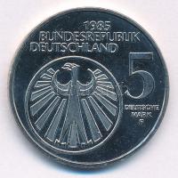NSZK 1985F 5M Cu-Ni "A zene európai éve" T:AU,XF FRG 1985F 5 Mark Cu-Ni "European Yea...