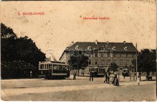 1915 Ceské Budejovice, Budweis; Mariánská kasárna / military barracks, trams (Rb)