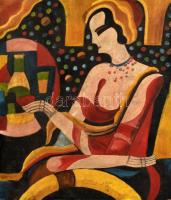 Scheiber H. 930 jelzéssel: Art Deco hölgy. Olaj, karton, kis sérüléssel, 56x48 cm