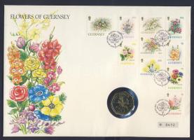 Guernsey 1990. 50P érmés borítékon teljes bélyegsorral, elsőnapi bélyegzővel, hátoldali ismertetővel, hátoldali ismertető tanúsítvánnyal T:BU Csak 1500 db!