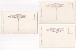 Tennis Comic - 5 db régi amerikai tenisz humor képeslap / 5 pre-1945 American sport postcards