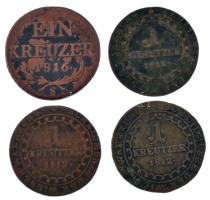 1812S 1kr Cu "I. Ferenc" (3x) Szomolnik + 1816S 1kr Cu Szomolnik T:F patina