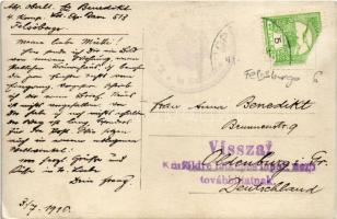 1916 Felsőborgó, Borgó, Susenii Bargaului; ház / house. photo + "Vissza! Külföldre látképes lap...