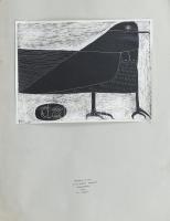 Székely Pierre (1923-2001): A műterem galambja (Pigeon de latelier). Fénykarc, papír, jelzett, papírra kasírozva, papír alján Székely Pierre autográf ajándékozási soraival, 18x24 cm