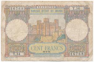 Marokkó 1951. 100Fr T:F,VG Morocco 1951. 100 Francs C:F,VG Krause P#45