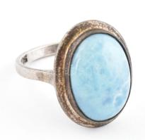 Ezüst (Ag) kék köves gyűrű, jelzett, méret: 59, bruttó: 4,6 g