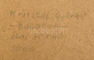 Krisztof György (?- ): Balaton. Olaj, farost, jelezve jobbra lent, hátoldalán autográf felirattal, f...