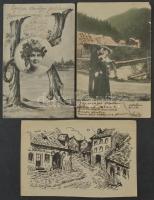 Kb. 127 db RÉGI magyar és külföldi város és motívum képeslap vegyes minőségben / Cca. 127 pre-1945 H...