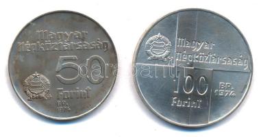 1974. 50Ft Ag "50 éves a Magyar Nemzeti Bank" + 100Ft Ag "50 éves a Magyar Nemzeti Ba...