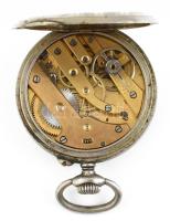 Ezüstözött mechanikus zsebóra, működik, d: 48 mm