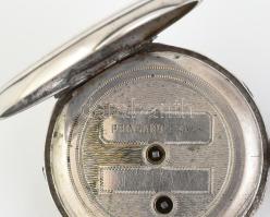 Prinsard a Vals lovas ezüstözött mechanikus zsebóra, kulccsal, működik, d: 43 mm