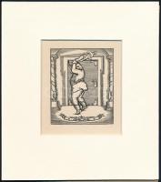 Kozma Lajos (1884-1948): Ütés. Fametszet, papír, jelzett a metszeten, paszpartuban, 8×6,5 cm