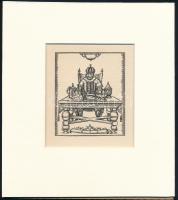 Kozma Lajos (1884-1948): Terített asztalnál. Fametszet, papír, jelzett a metszeten, paszpartuban, 8×6,5 cm