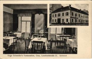 Graz, Hugo Schneiders Restauration, Speisesaal. Leonhardstrasse 51. / restaurant interior, dining hall (EK)