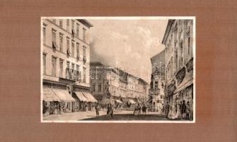 Alt, Rudolf Váczi utca. Színezett litográfia, 1845. megjelent Buda-Pest előadva 32 eredeti rajzolatban, Pest, 1845. Hartleben. Ráragasztott paszpartuval 13x18 cm