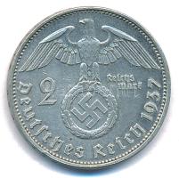 Német Harmadik Birodalom 1937A 2M Ag "Hindenburg" T:XF patina, ph 
German Third Reich 193...