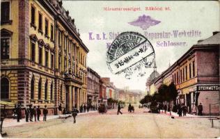 1915 Máramarossziget, Sighetu Marmatiei; Rákóczi út, Steinmetz üzlete. Szimche Salamon kiadása / street, shops (EB)