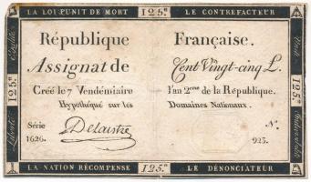 Franciaország 1793. 125L Assignata T:F,VG France 1793. 125 Livres Assignata C:F,VG Krause P#A74