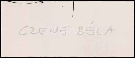 Czene jelzéssel: Társalgás, tus papír, paszpartuban, 29×21 cm